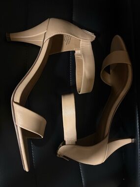 Style & Co. Beige Open-Toe Ankle-Strap Heels